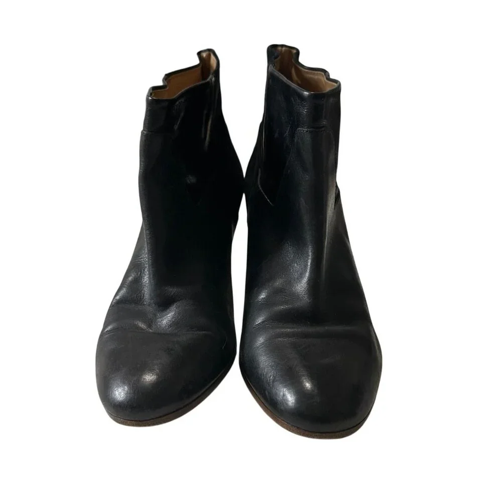 Maison Martin Margiela Black Leather Ankle Booties Size 38 Made in Italy